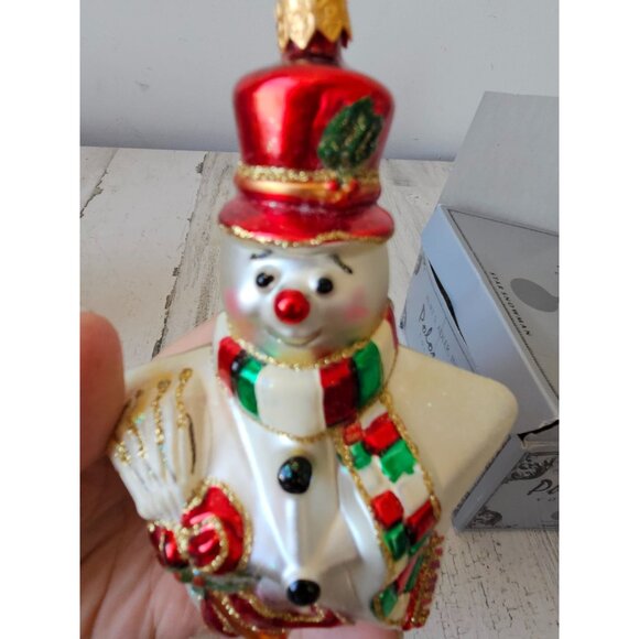Polonaise star snowman ornament glass glitter gold red Kurt Adler Xmas tree - Picture 4 of 11